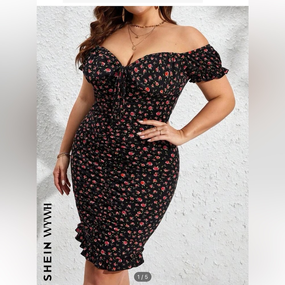 SHEIN Floral off shoulder dress